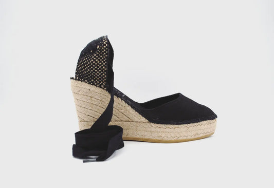 Espadrilles con Cintas, Lino, Cuña Alta, mod 91