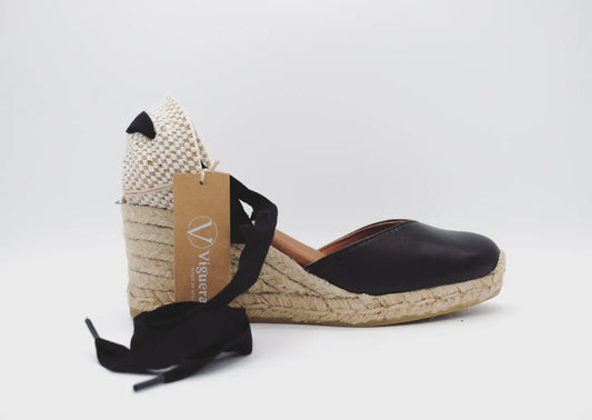 Espadrilles Seda Negro, con Cintas, Piel, mod 2011