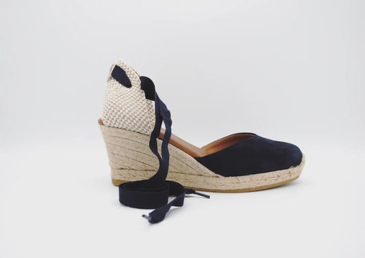 Espadrilles con Cintas, Vitelo Ocean, Piel Serraje, 1731